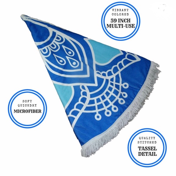 Round Beach Towel with fringe multi-purpose 60 in - Picture 2 of 11